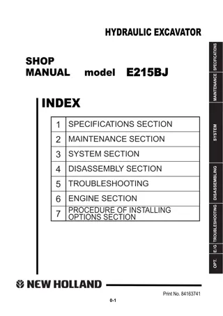 New Holland E215BJ Hydraulic Excavator Service Repair Manual Instant Download