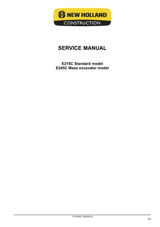 New Holland E215C Crawler Excavator Service Repair Manual Instant Download