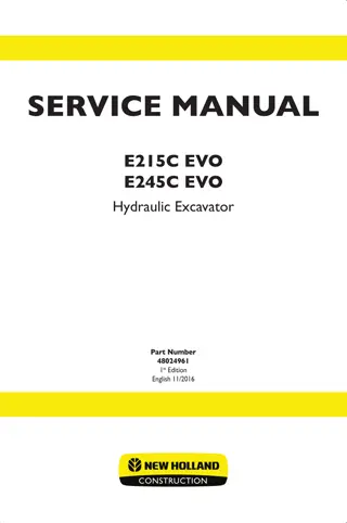 New Holland E215C EVO Hydraulic Excavator Service Repair Manual Instant Download