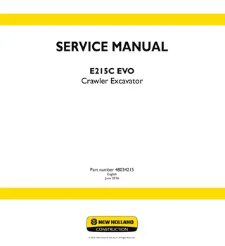 New Holland E215C EVO Tier 3 Crawler Excavator (LC Version) Service Repair Manual Instant Download