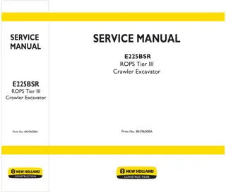 New Holland E225BSR ROPS Tier III Crawler Excavator Service Repair Manual Instant Download