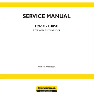 New Holland E265C Crawler Excavator Service Repair Manual Instant Download