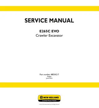New Holland E265C EVO TIER 3 Crawler excavator LC version Service Repair Manual Instant Download