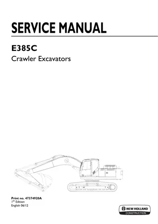 New Holland E385C Crawler Excavator Service Repair Manual Instant Download
