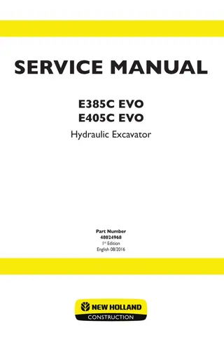New Holland E385C EVO Hydraulic Excavator Service Repair Manual Instant Download