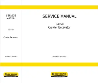 New Holland E485B Crawler Excavator Service Repair Manual Instant Download
