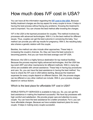 How much does IVF cost in USA