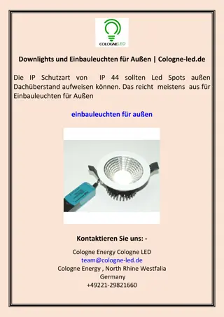 Downlights und Einbauleuchten für Außen Cologne-led.de