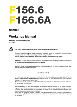 NEW HOLLAND F156.6 GRADER Service Repair Manual Instant Download