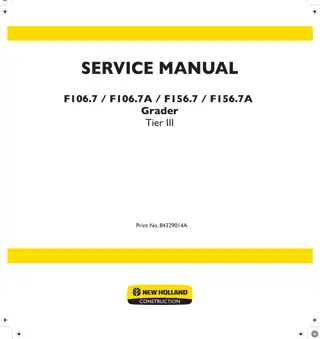 NEW HOLLAND F156.7 TIER 3 GRADER Service Repair Manual Instant Download