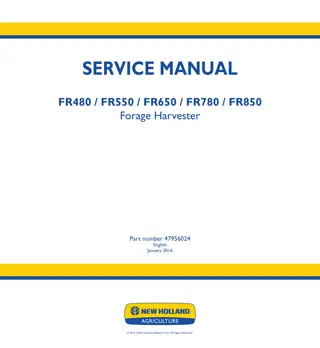 New Holland FR480 Forage Harvester Service Repair Manual Instant Download