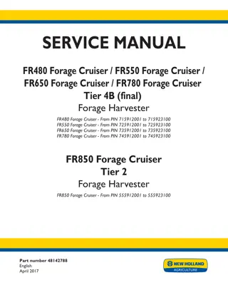 New Holland FR550 Forage Cruiser Tier 4B (final) Forage Harvester Service Repair Manual Instant Download