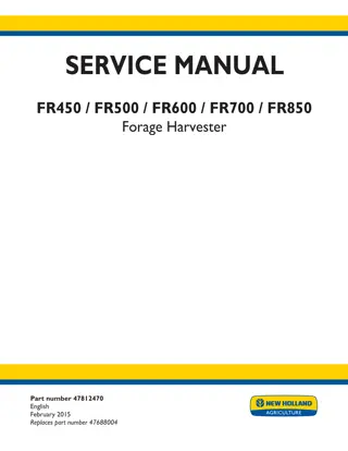 New Holland FR600 Forage Harvester Service Repair Manual Instant Download 1