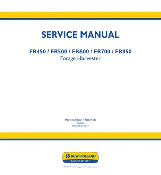New Holland FR700 Forage Harvester Service Repair Manual Instant Download