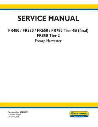 New Holland FR780 Tier 4B (final) Forage Harvester Service Repair Manual Instant Download