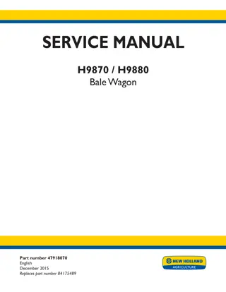 New Holland H9870 Bale Wagon Service Repair Manual Instant Download