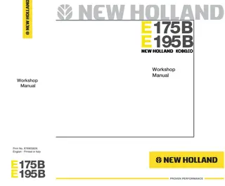 New Holland Kobelco E175B Crawler Excavator Service Repair Manual Instant Download