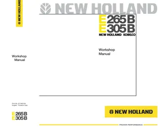 New Holland Kobelco E265B Crawler Excavator Service Repair Manual Instant Download