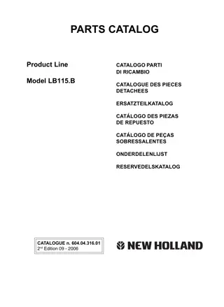 New Holland Kobelco LB115.B Backhoe Loader Parts Catalogue Manual Instant Download