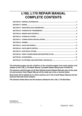 New Holland L160 Skid Steer Service Repair Manual Instant Download