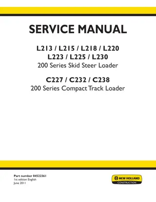 New Holland L213 200 Series Skid Steer Loader Service Repair Manual Instant Download