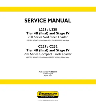 New Holland L221 Stage IV Skid Steer Loader Service Repair Manual Instant Download [NEM479941 - ]