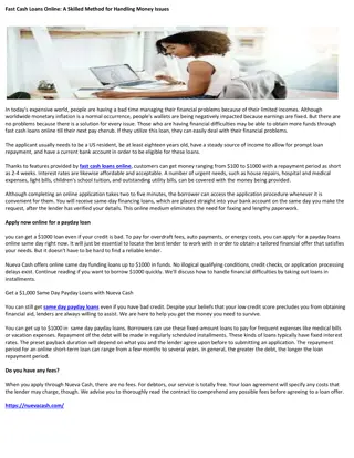 Fast Cash Loans Online A Skilled Method for Handling Money Issues