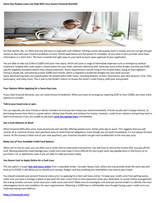 Same Day Payday Loans Can Help With Your Severe Financial Shortfall