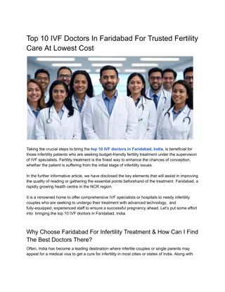 Top 10 IVF Doctors in Faridabad | World Fertility Services