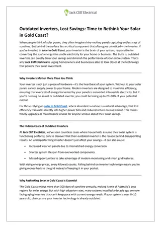 Outdated Inverters, Lost Savings - Time to Rethink Your Solar in Gold Coast