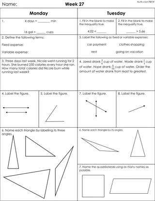 Geometry and Finance Lessons for Week 27