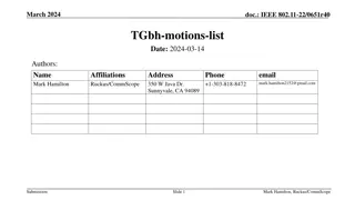 IEEE 802.11 TGbh Motions Summary
