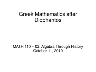 Greek Mathematics After Diophantos: Algebra Through History