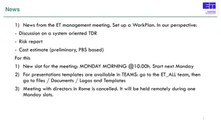 ET Management Meeting Updates and Work Plan