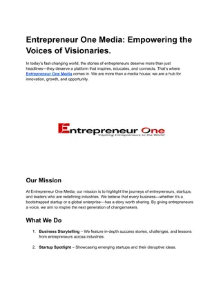 Entrepreneur One Media_ Empowering the Voices of Visionaries.