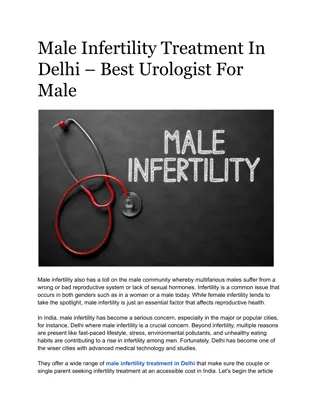 Male Infertility Treatment In Delhi – Best Urologist For Male