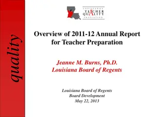 Louisiana Teacher Preparation Quality Report 2011-12 Overview