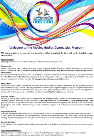 Gymnastics Program Outline and Activities