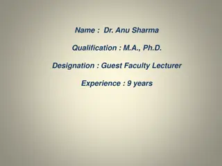 Dr. Anu Sharma: Philosophy and Standpoints