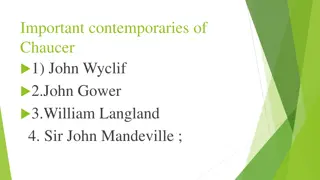 Important Contemporaries of Chaucer: John Wyclif, John Gower, William Langland, Sir John Mandeville