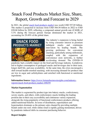 Snack Food Products Market Size, Share, and Growth Forecast to 2029