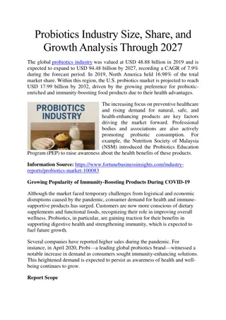 Probiotics Industry Size, Share, and Growth Analysis Through 2027