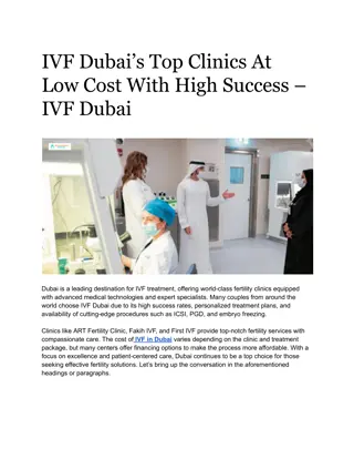 IVF in Dubai’s Top Clinics At Low Cost With High Success – IVF in Dubai
