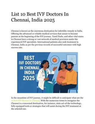 List 10 Best IVF Doctors In Chennai, India 2025