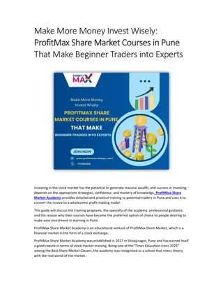Make More Money Invest Wisely ProfitMax Share Market Courses in Pune That Make Beginner Traders into Experts