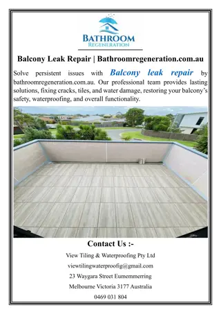 Balcony Leak Repair​  Bathroomregeneration.com