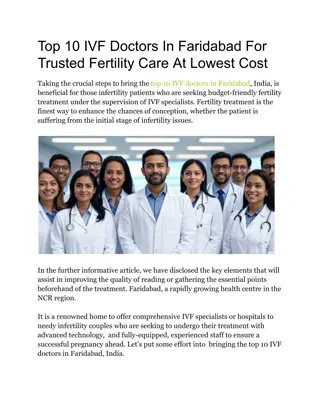 Top 10 IVF Doctors In Faridabad For Trusted Fertility Care At Lowest Cost