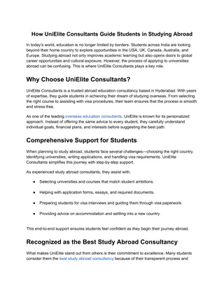 How UniElite Consultants Guide Students in Studying Abroad