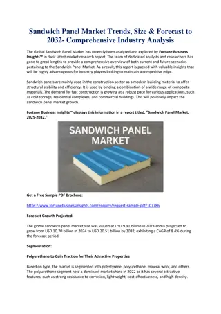Sandwich Panel Market Size, Share & Forecast to 2032: Industry Analysis and Dema