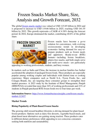 Frozen Snacks Market Share, Size, Analysis and Growth Forecast Through 2032